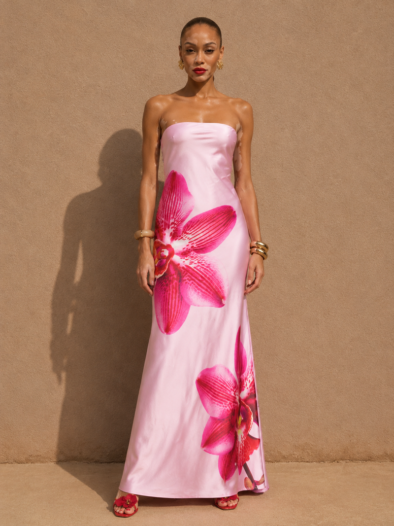 Riviera Solene Printed Tube Maxi Dress