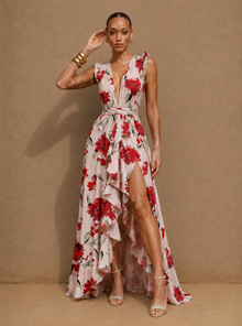 Riviera Amara Ruffled Plunge Maxi Dress